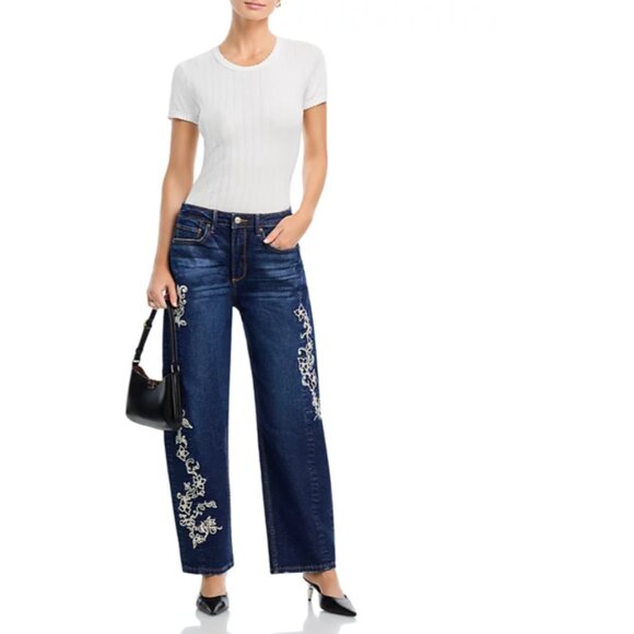 NEW Driftwood Elaine X Raised Rode Barrel Leg Jeans in Dark Wash 2511 - Picture 4 of 8